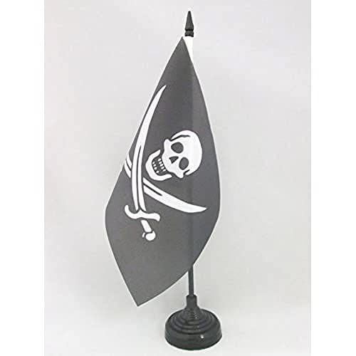 AZ FLAG Bandera de Mesa Pirata Jack Rackham 21x14cm - BANDERINA de DESPACHO con Calavera - Piratas 14 x 21 cm