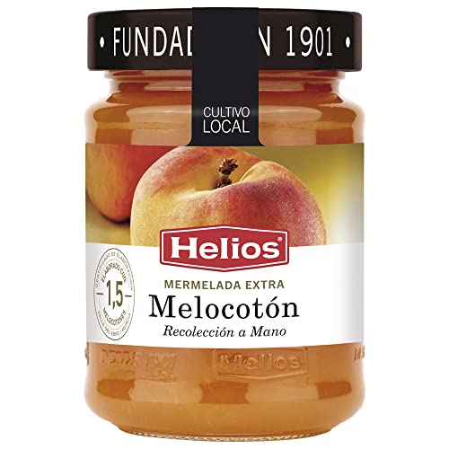 Mermelada de melocotón HELIOS. Extra 60% fruta - 340 gr./ Ud. Pack 6 Uds. Sin gluten