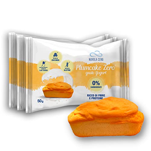 Nuvola Zero – Plumcake Zero Sabor Yogur Sin Carbohidratos, Snacks Sin Lactosa, Sin Azúcar, Sin Gluten, Rico en Fibra, Pack de 3, Made in Italy