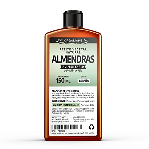Aceite de Almendras Dulces 150 ml - 100% Puro, Natural y Prensado en Frío