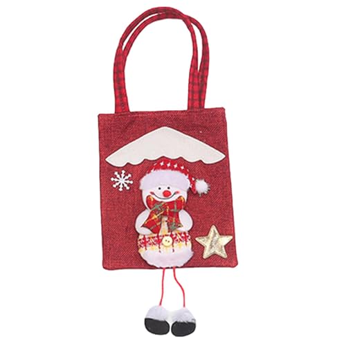 linshesf Navidad - Bolsas reutilizables para la compra comestibles - Bolsa compras Papá Noel con muñeco nieve, bonita y divertida bolsa dulces alce para viajar al aire