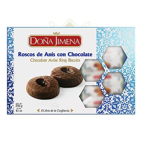 Doña Jimena - Roscos de Anís Bañados de Chocolate, Calidad Suprema, Típico Dulce Navideño, Receta Artesanal, 230g