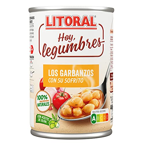LITORAL Hoy Legumbres Garbanzos con su sofrito - Plato Preparado Sin Gluten - 440 g