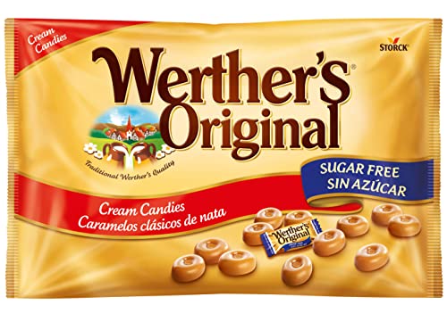 Werther's Original Cream Candies (1 kg), caramelos sin azúcar de mantequilla y nata fresca, toffees dulces y cremosos, caramelo sin gluten con sabor a crema