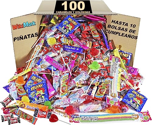 Mega Pack 100 Chuches WikiMark - Sin Alérgenos. Cumpleaños, Fiestas Infantiles, Navidad, Halloween, Relleno Piñatas. Sin Gluten y Sin Leche.